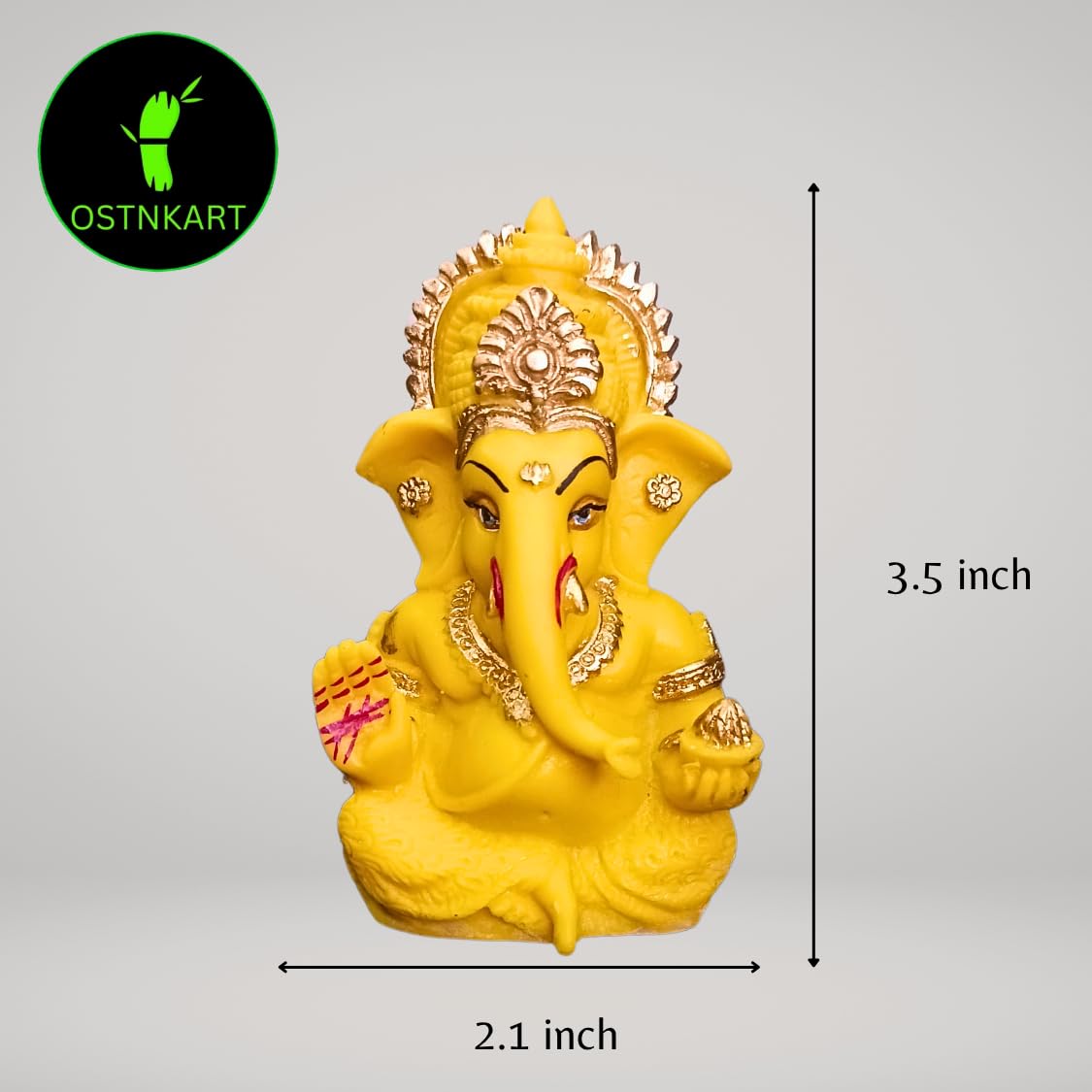 Resin Ganesh Idol for Car Dashboard 3.5 inch, Yellow
