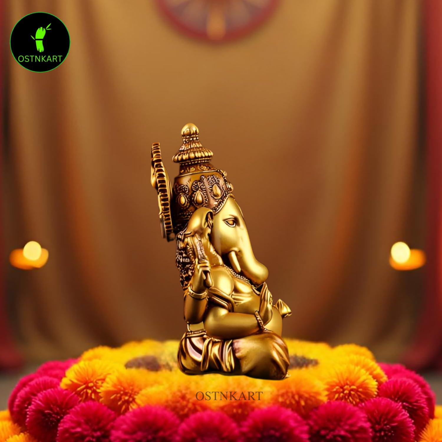 Lord Ganesha Idol | 3.5 Inch Golden Polyresin