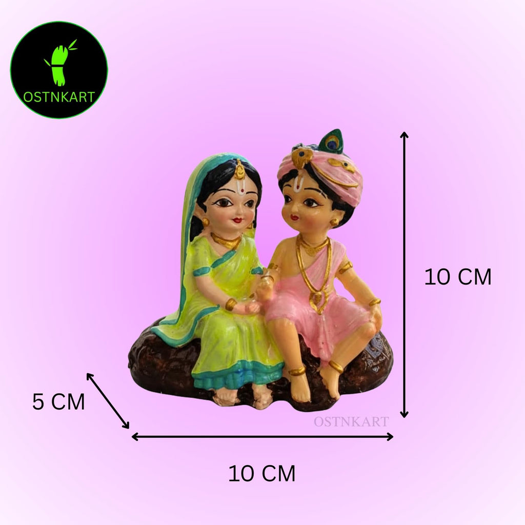 Radha Krishna Idol | 4 Inch Multicolour Polyresin