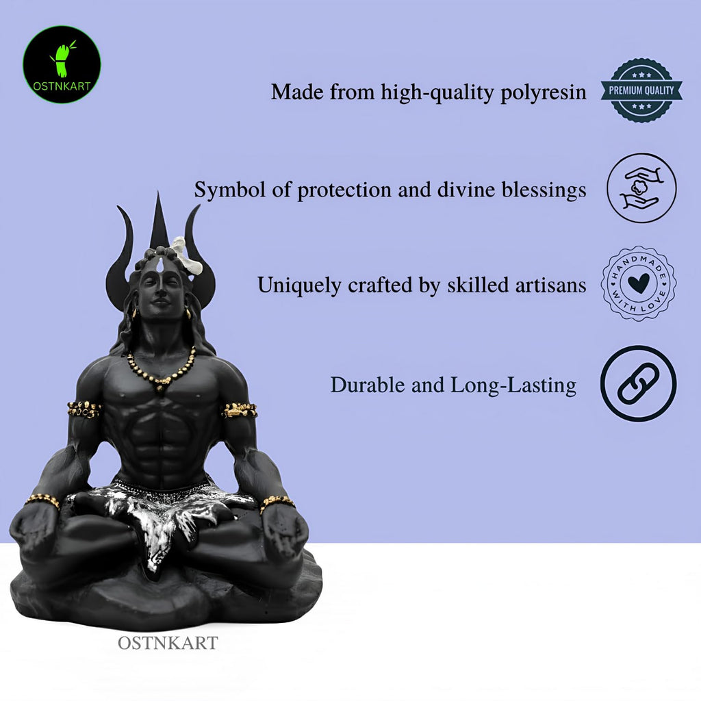 Adiyogi Shiva Statue – 4 Inch Black Polyresin Idol