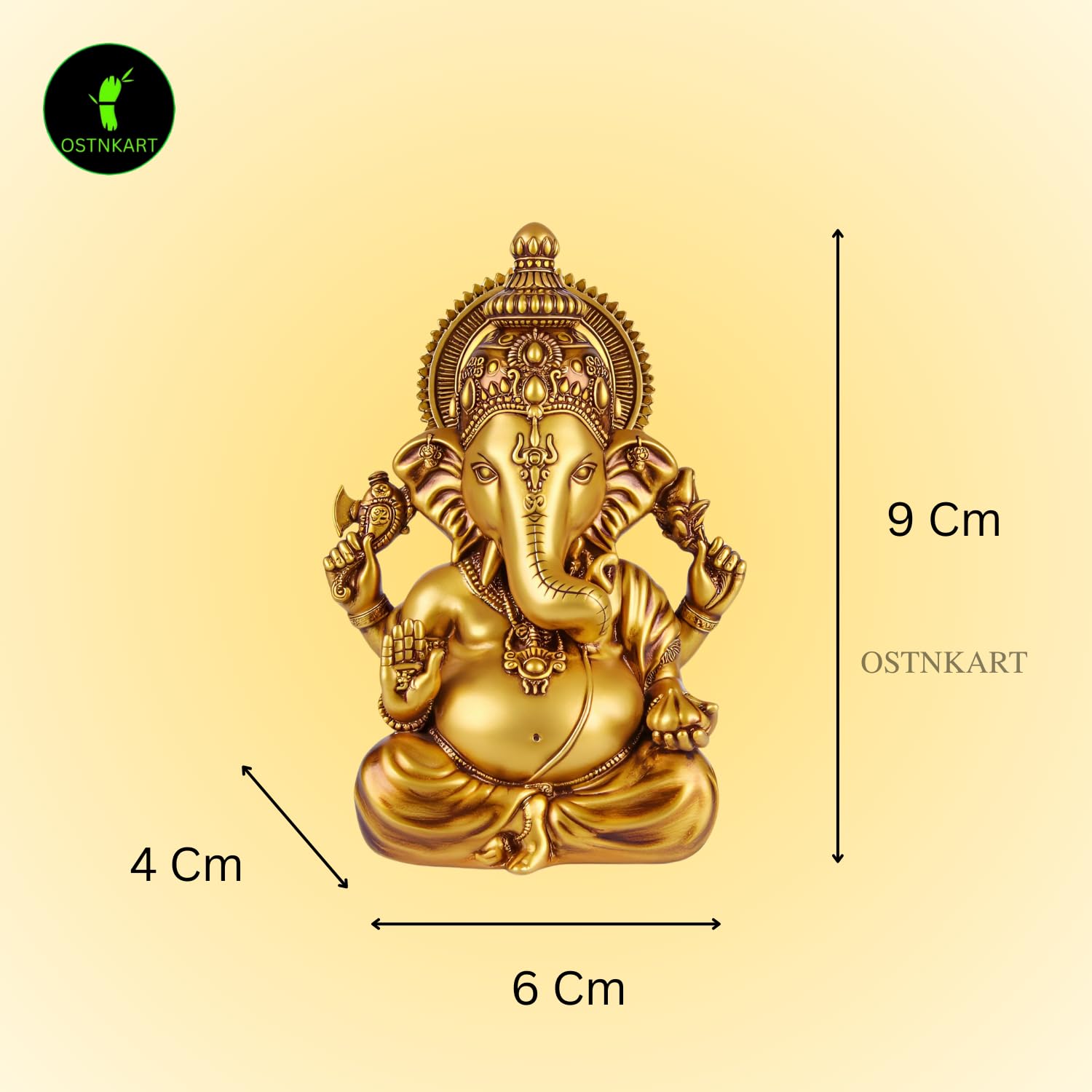 Lord Ganesha Idol | 3.5 Inch Golden Polyresin