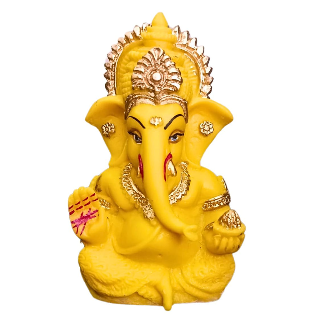 Resin Ganesh Idol for Car Dashboard 3.5 inch, Yellow