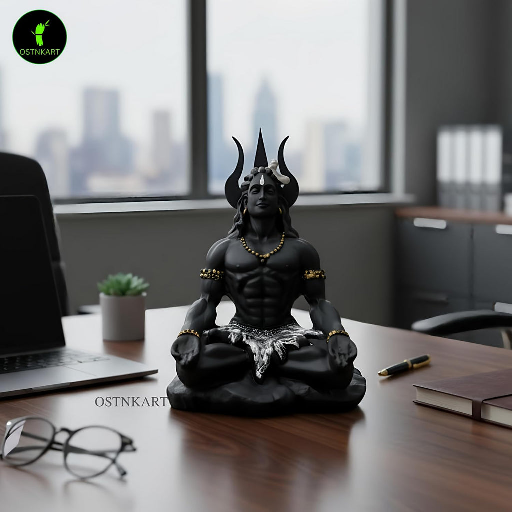 Adiyogi Shiva Statue – 4 Inch Black Polyresin Idol