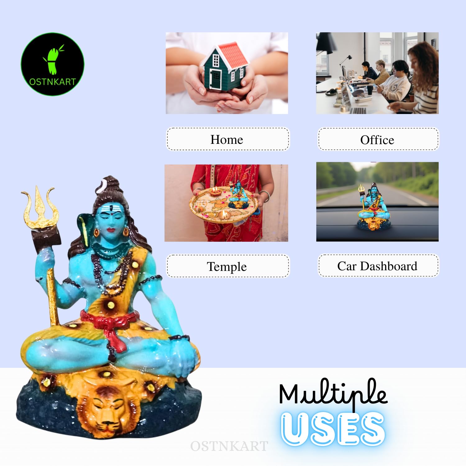 Shiva Statue for Car Dashboard & Home Decor | 3.5 Inch Resin