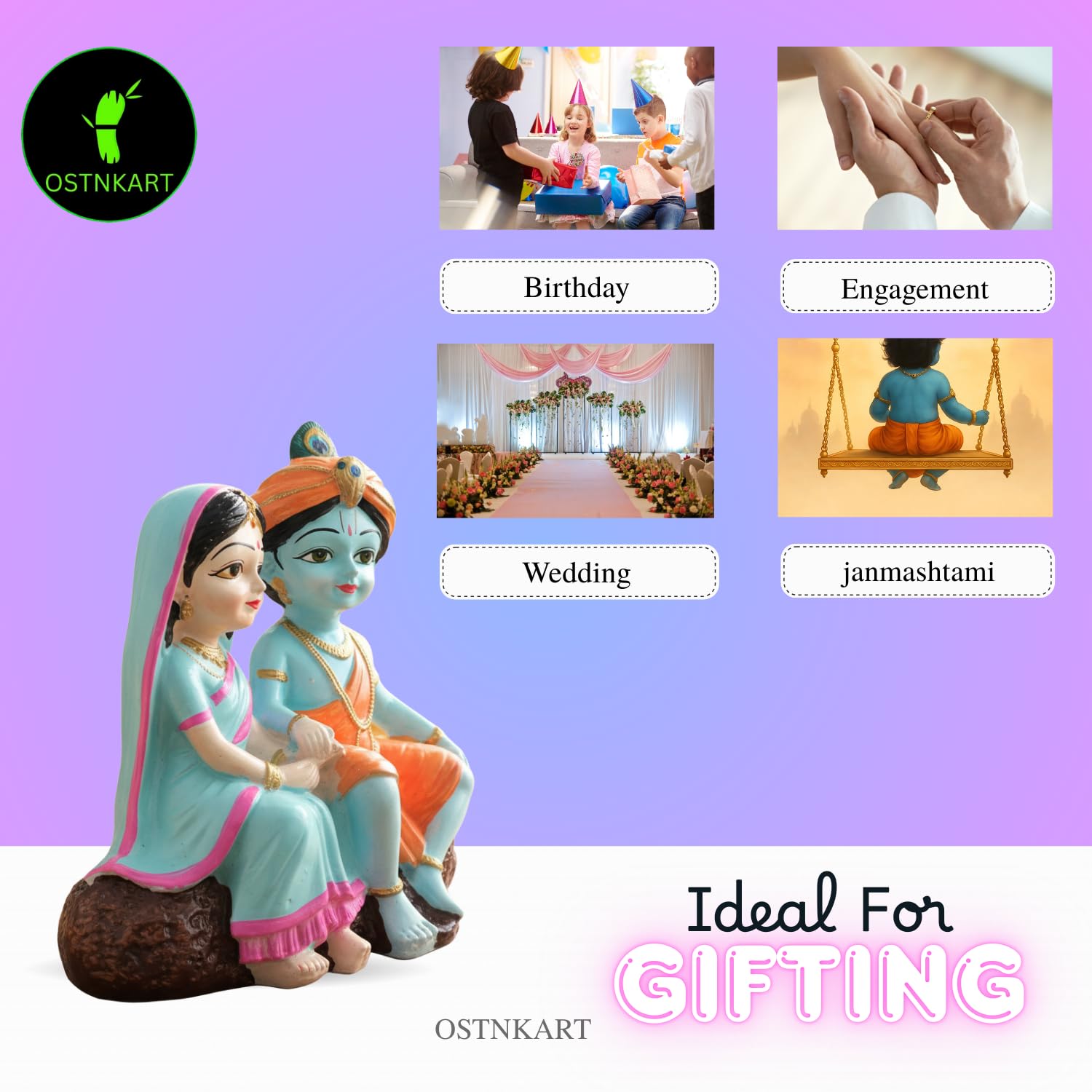 Radha Krishna Idol | 4 Inch Polyresin