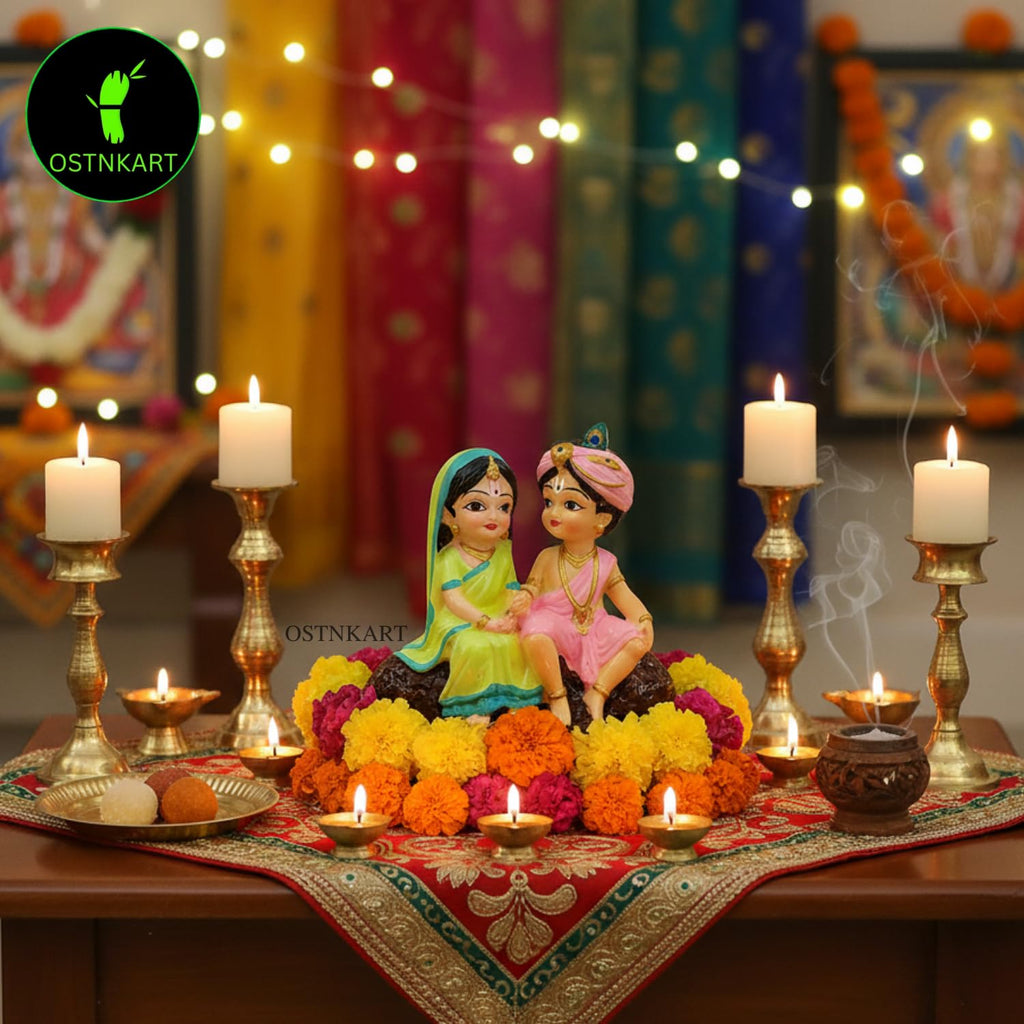 Radha Krishna Idol | 4 Inch Multicolour Polyresin