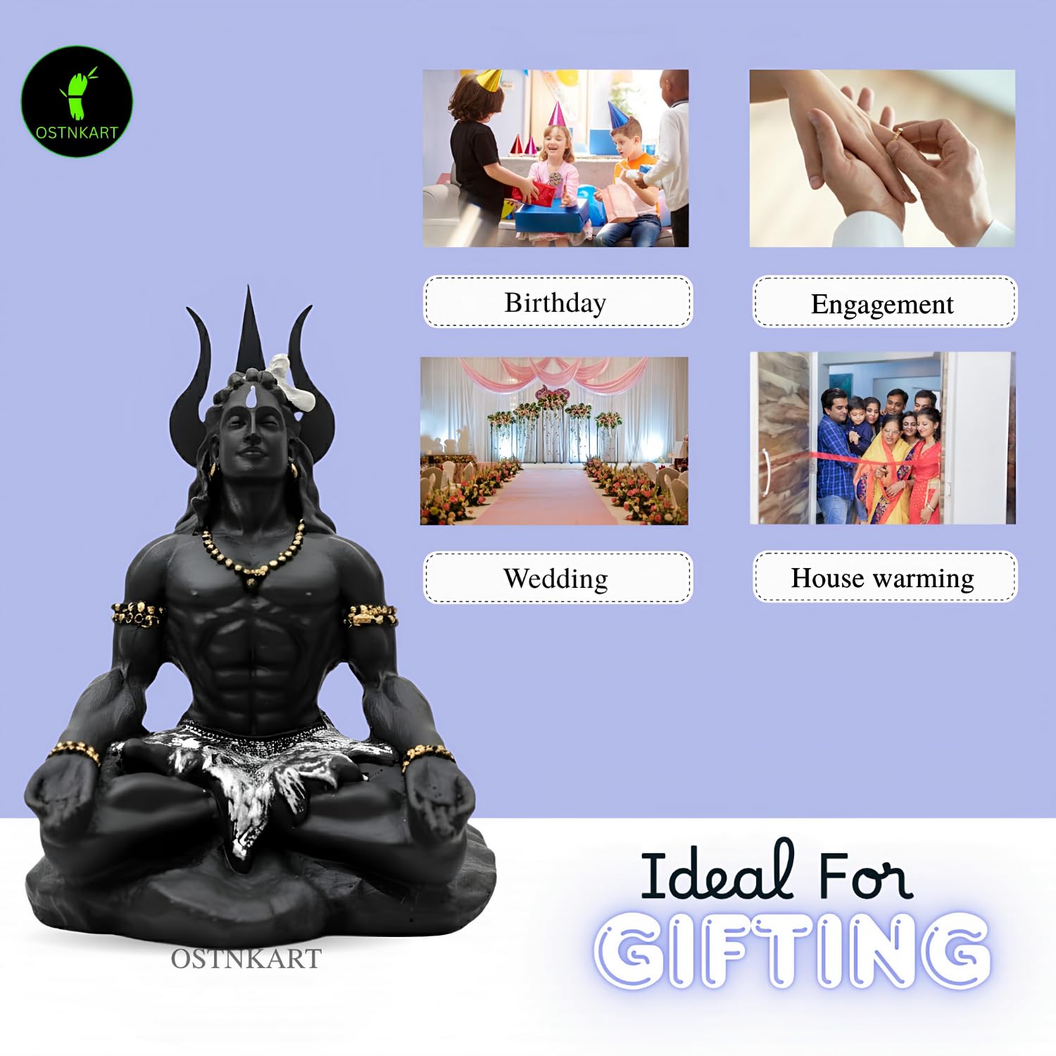 Adiyogi Shiva Statue – 4 Inch Black Polyresin Idol