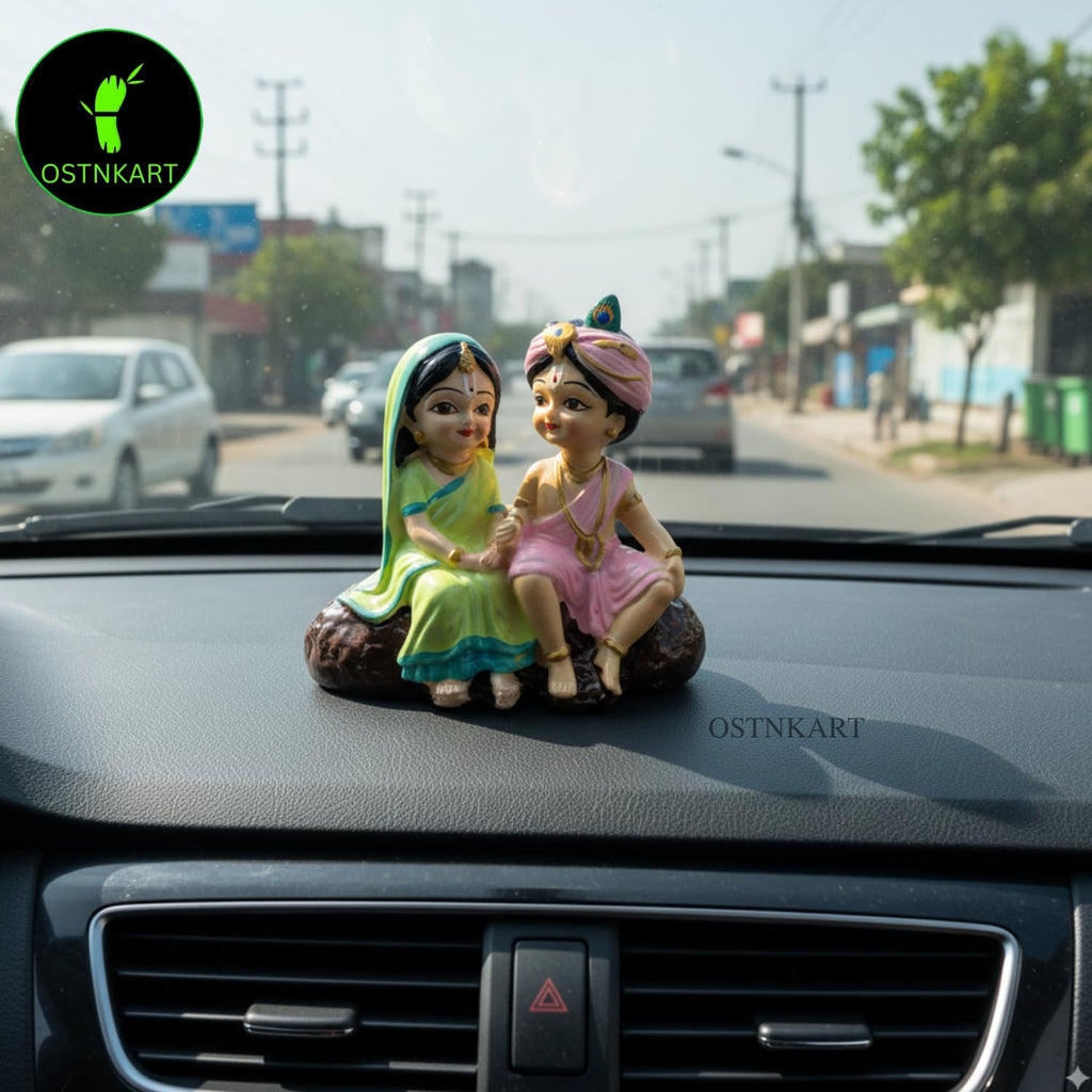 Radha Krishna Idol | 4 Inch Multicolour Polyresin