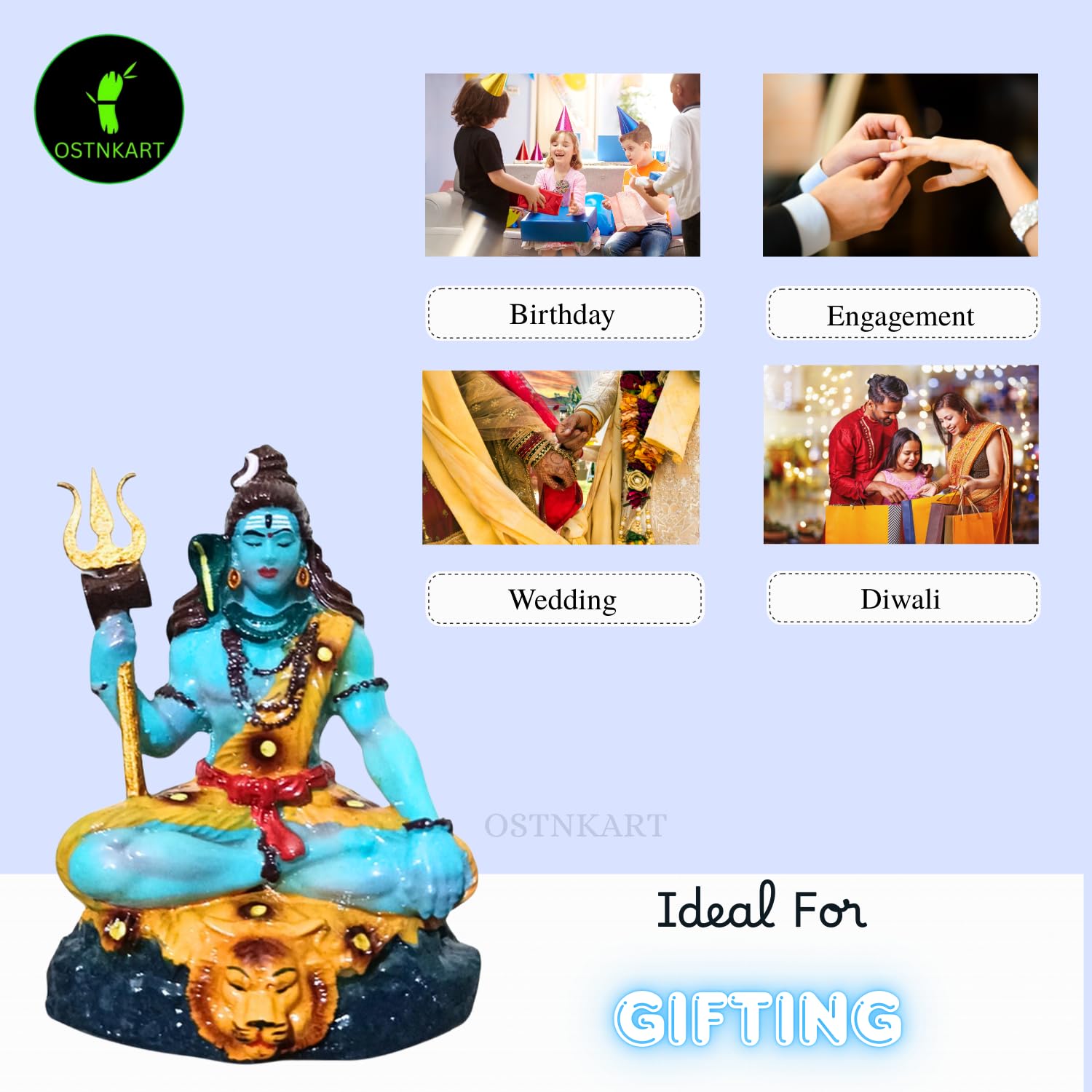 Shiva Statue for Car Dashboard & Home Decor | 3.5 Inch Resin