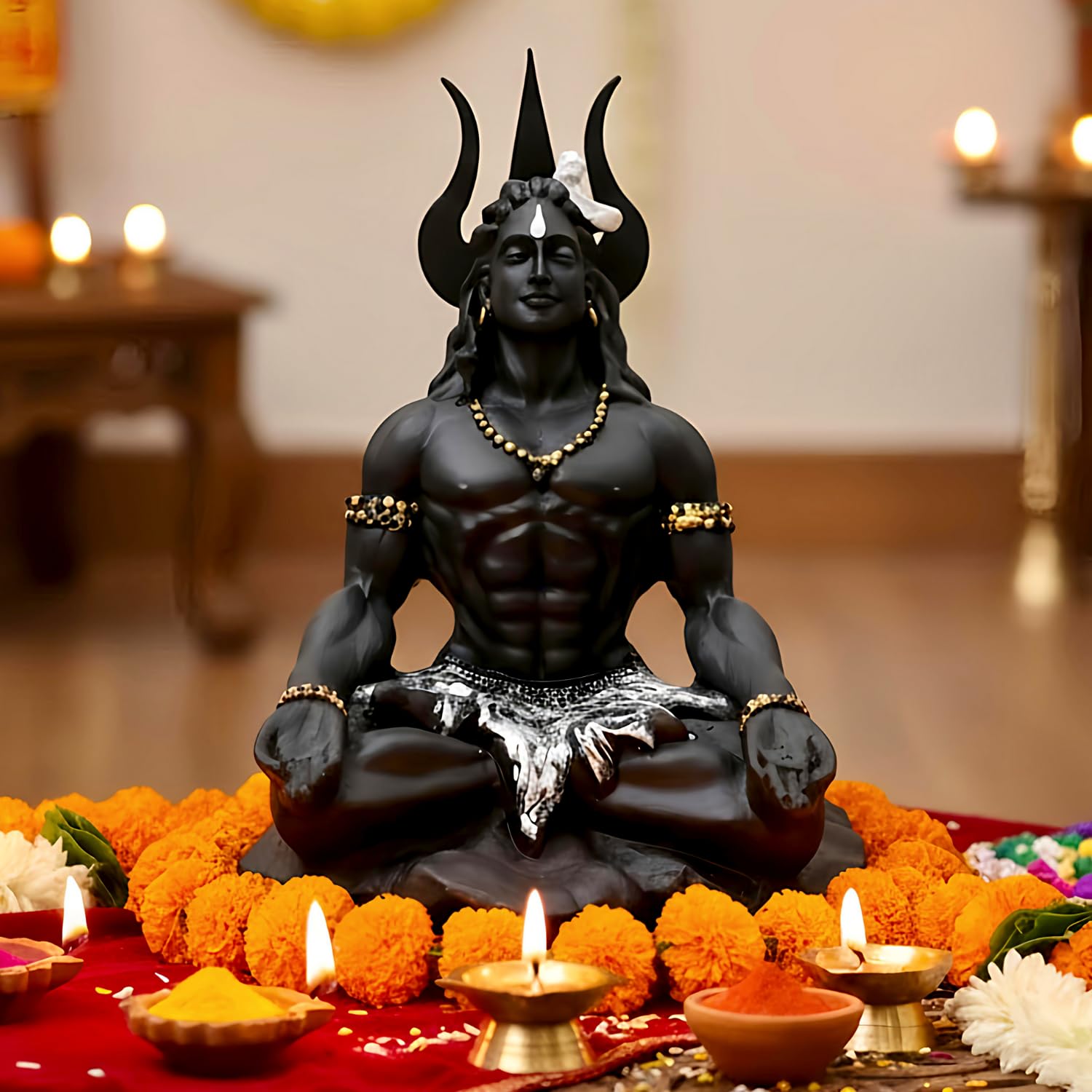 Adiyogi Shiva Statue – 4 Inch Black Polyresin Idol