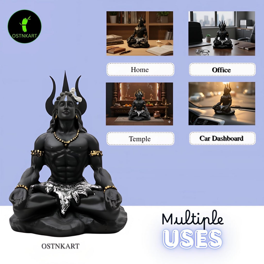 Adiyogi Shiva Statue – 4 Inch Black Polyresin Idol