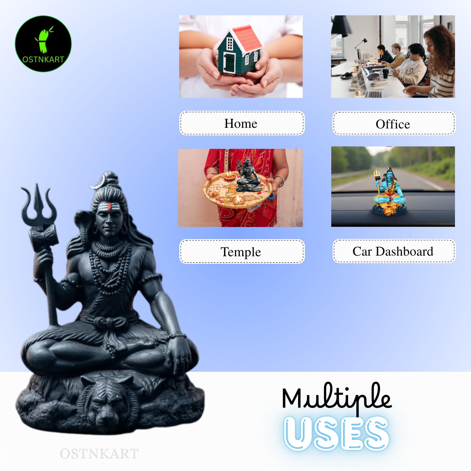 Shiva Statue Car Dashboard Idol 3.5 Inch