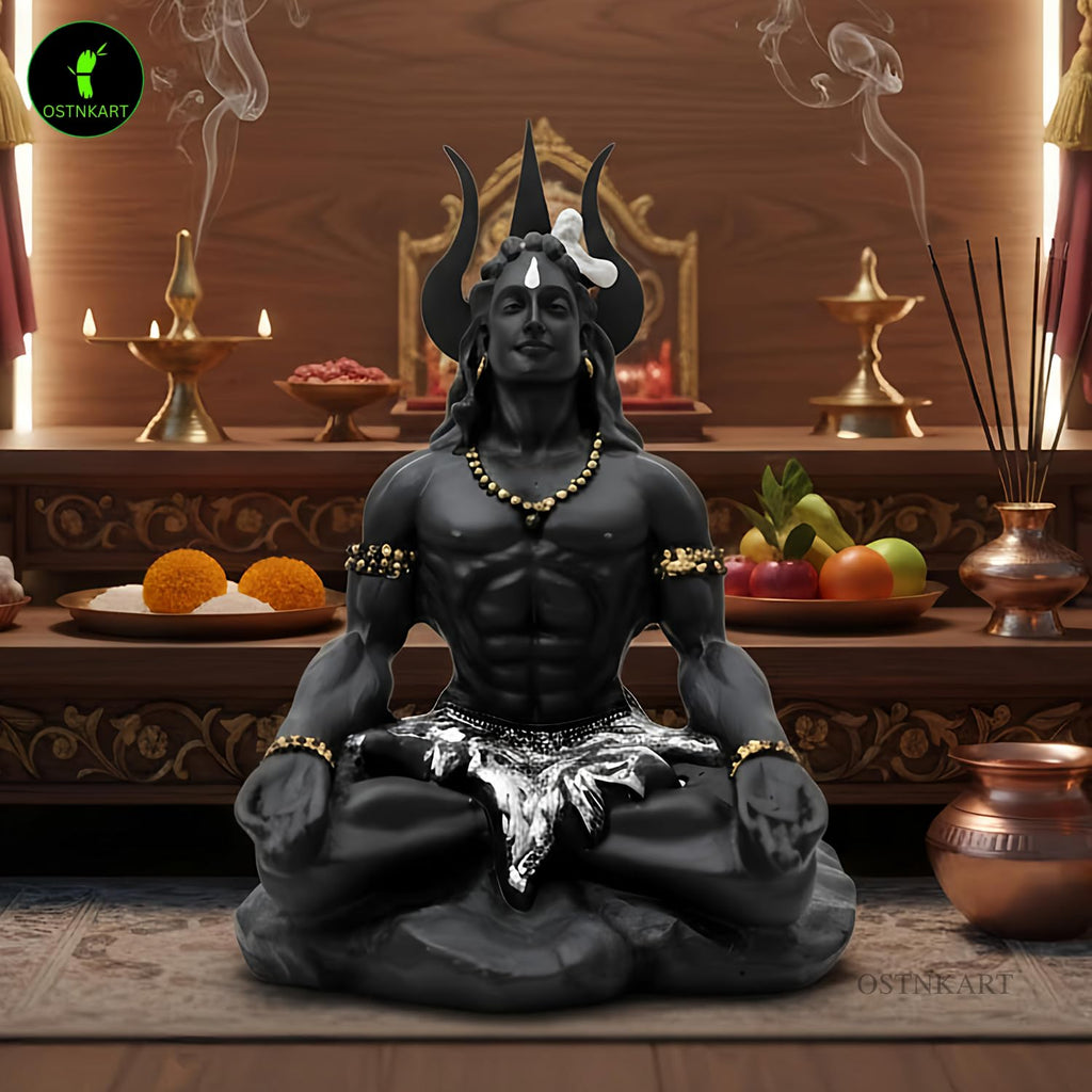 Adiyogi Shiva Statue – 4 Inch Black Polyresin Idol
