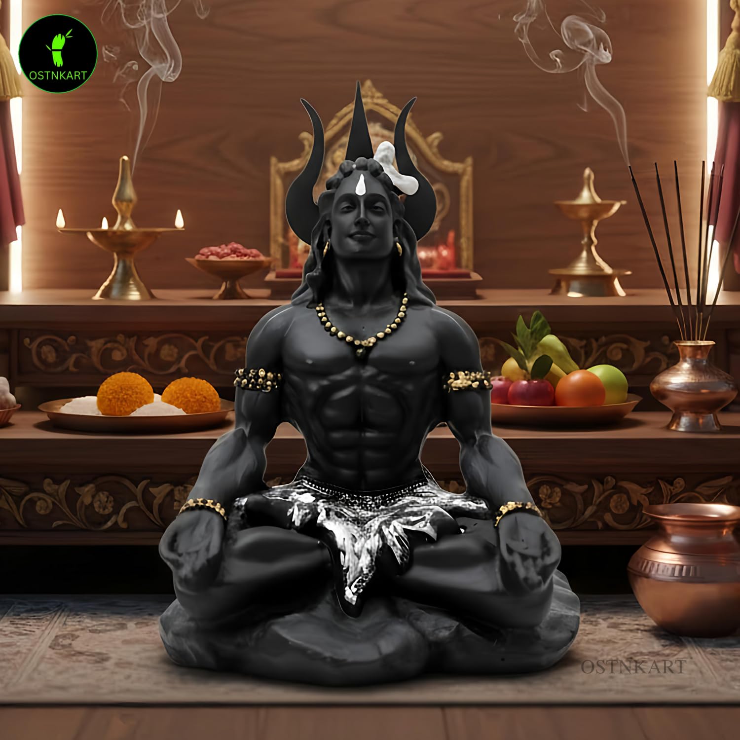 Adiyogi Shiva Statue – 4 Inch Black Polyresin Idol