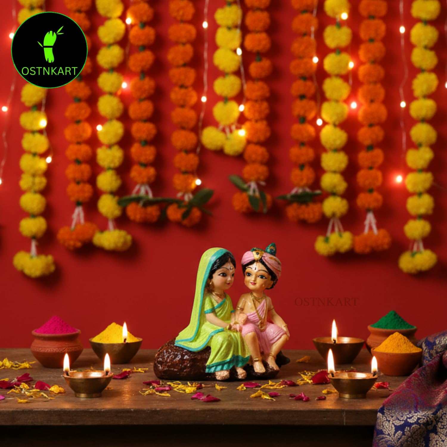 Radha Krishna Idol | 4 Inch Multicolour Polyresin