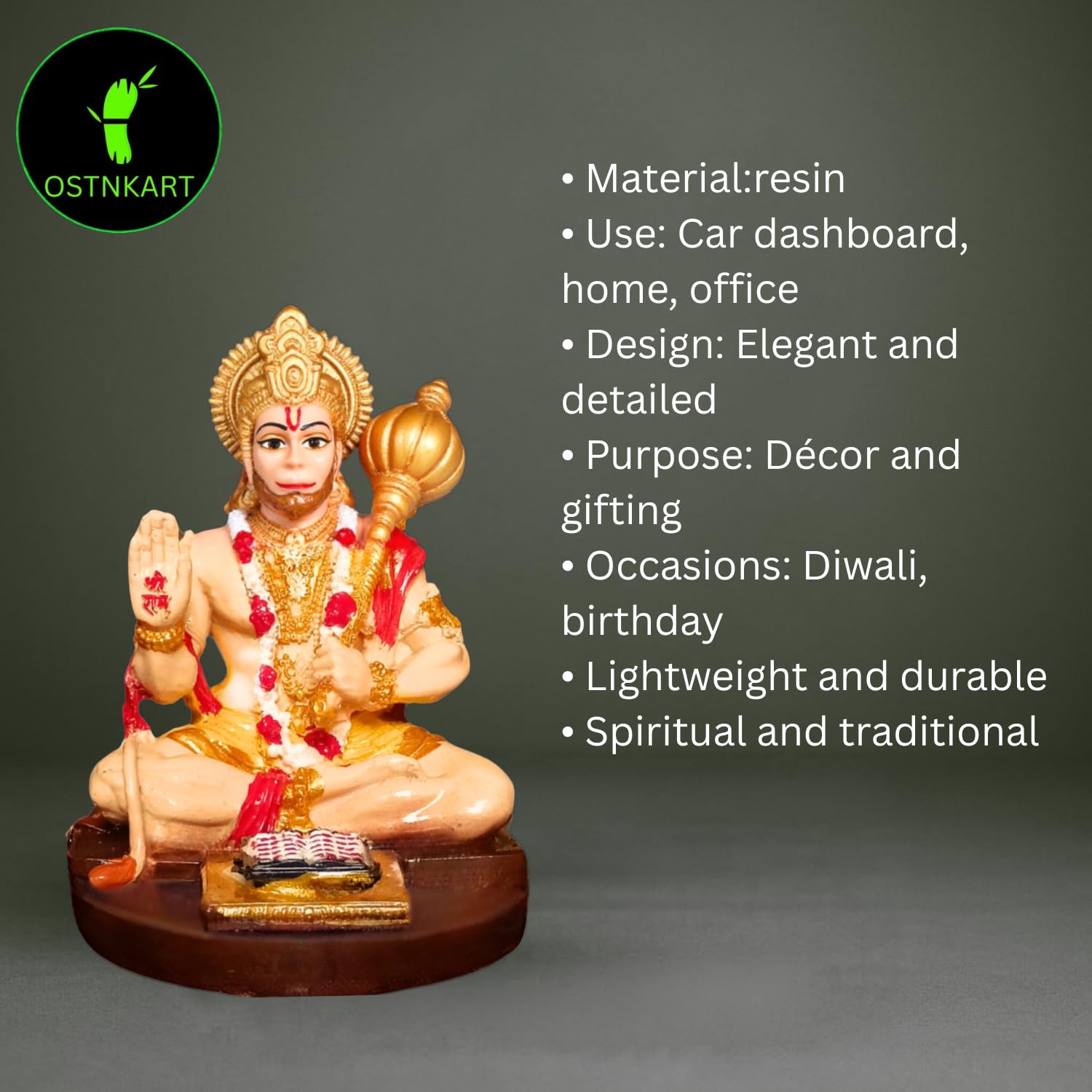 Hanuman Ji Murti for Car Dashboard Idol Polyresin 3.5 inch