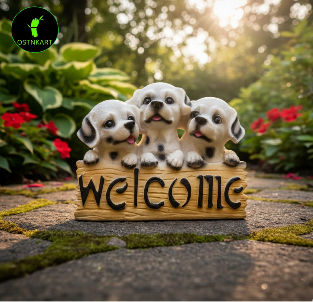 Welcome Dog Resin Showpiece – Cute Home Decor (4×5.5”)