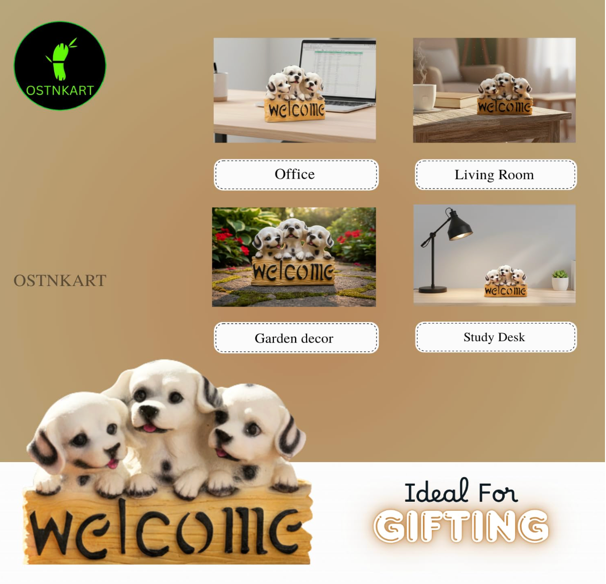 Welcome Dog Resin Showpiece – Cute Home Decor (4×5.5”)