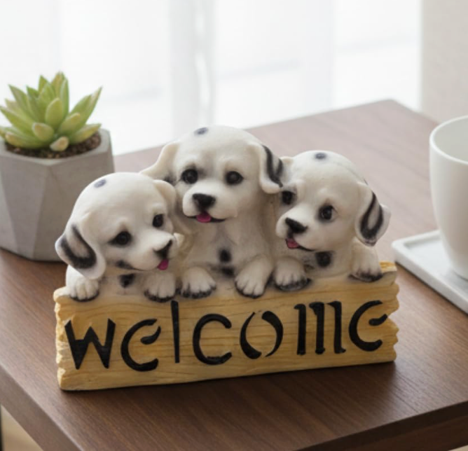 Welcome Dog Resin Showpiece – Cute Home Decor (4×5.5”)