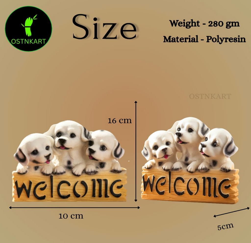 Welcome Dog Resin Showpiece – Cute Home Decor (4×5.5”)