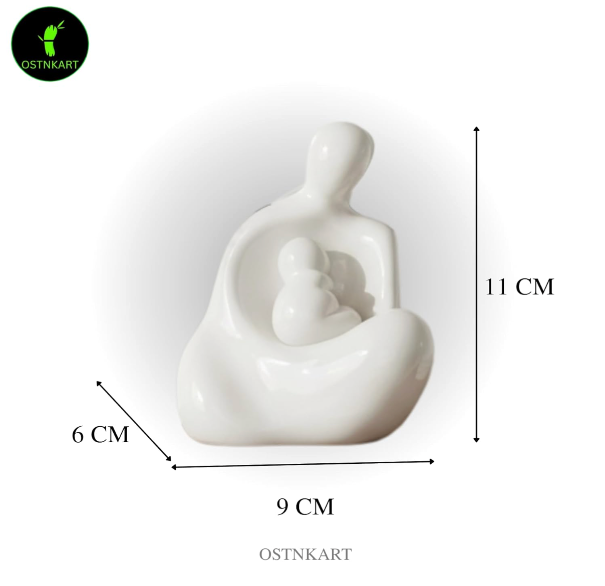 Mother & Baby Resin Statue – 4.5” (White)