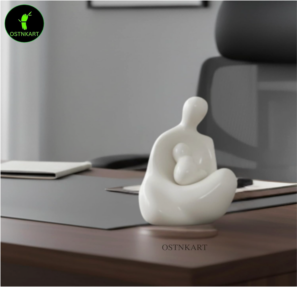 Mother & Baby Resin Statue – 4.5” (White)