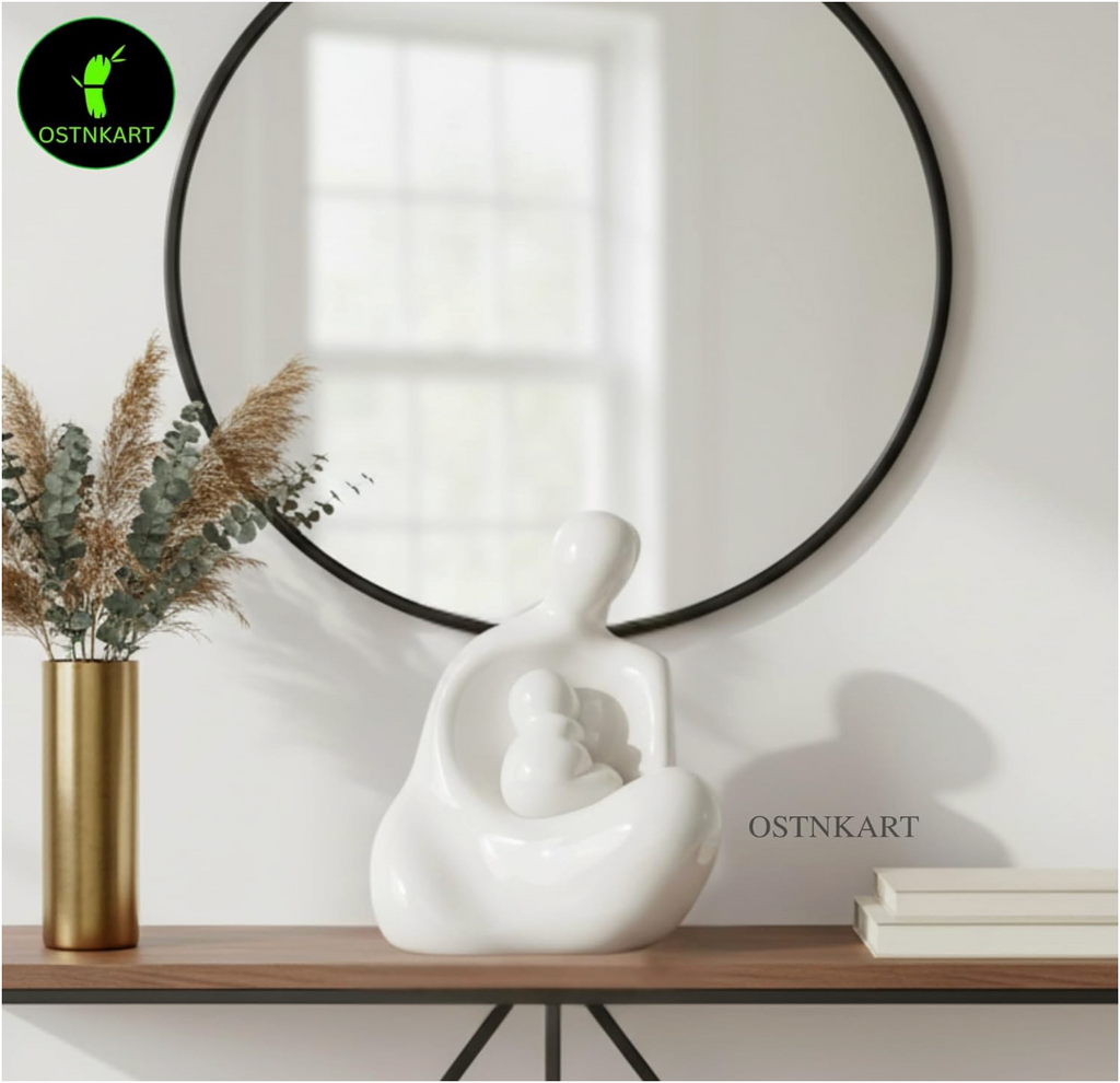 Mother & Baby Resin Statue – 4.5” (White)