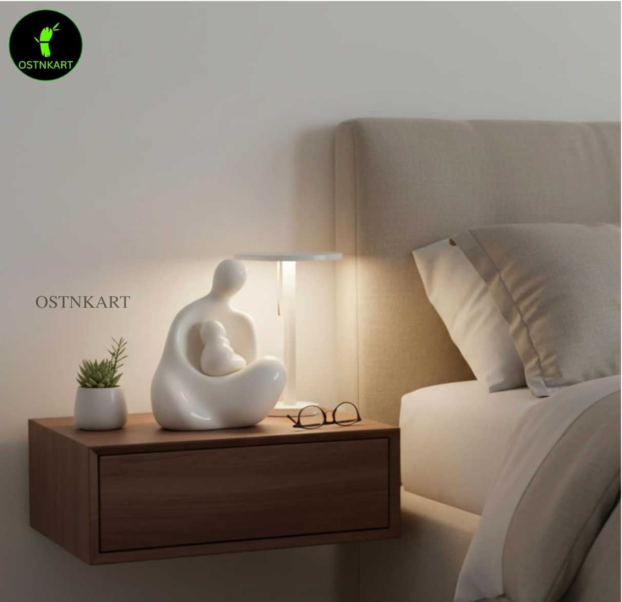 Mother & Baby Resin Statue – 4.5” (White)