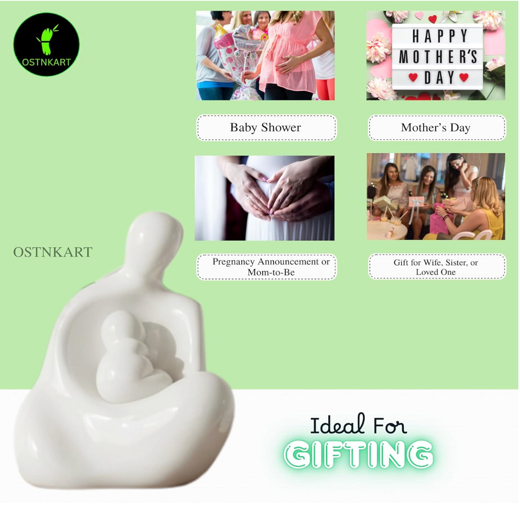 Mother & Baby Resin Statue – 4.5” (White)